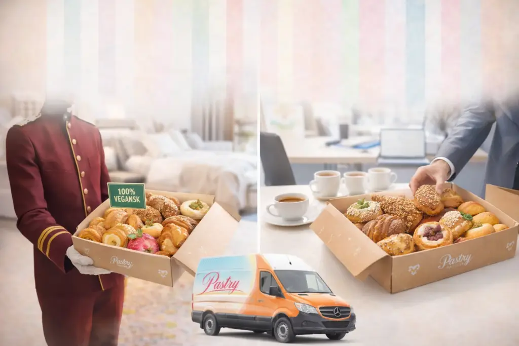 Bagerileverance af kager og wienerbrød til hoteller og kontorer.